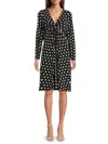 Halston Women's Polka Dot Ruched Dress In Black