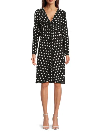 Halston Women's Polka Dot Ruched Dress