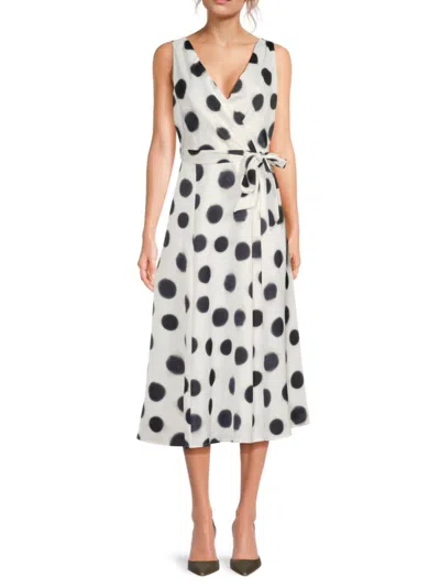 Halston Women's Polka Dot Wrap Midi-dress