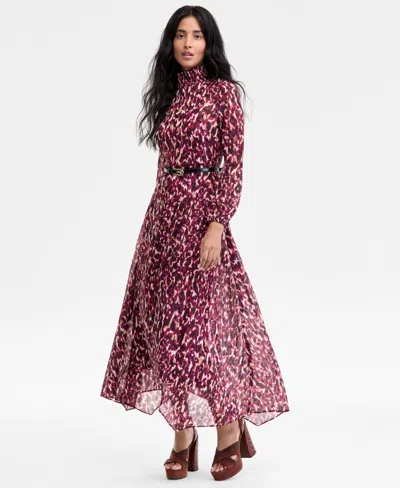 HALSTON WOMEN'S PRINTED BELTED MAXI DRESS