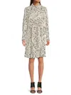 Halston Women's Printed Commuter Tie-waist Dress In Neutral