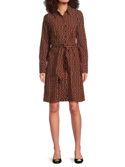 Halston Women's Printed Belted Shirtdress In Multi