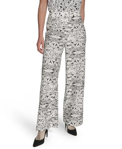 Halston Women's Printed High-rise Wide-leg Pants