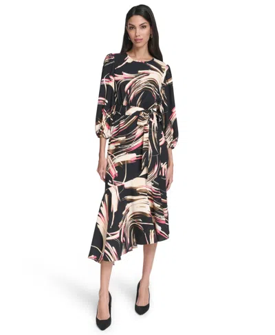 Halston Women's Printed Midi Dress In Black