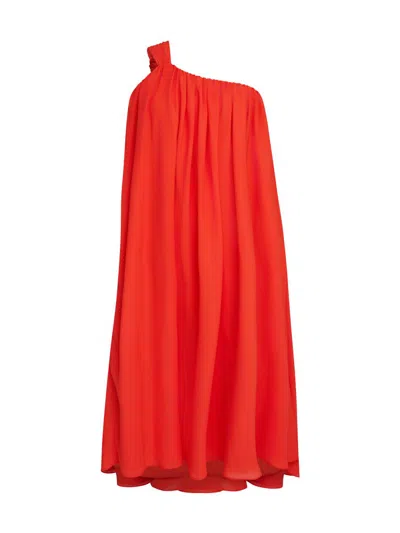 Halston Women's Rafelle Georgette One-shoulder Midi-dress In Orange Spice
