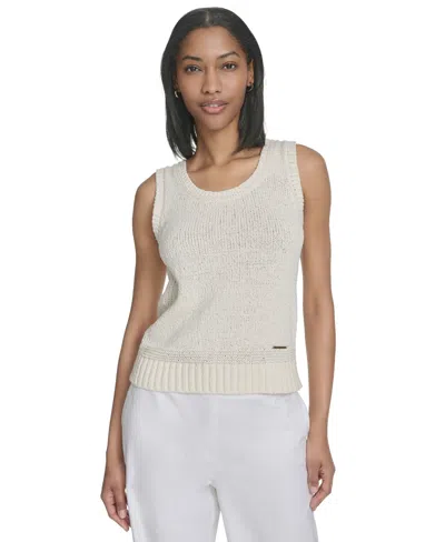 Halston Women's Round-neck Sleeveless Tank Top In Cream