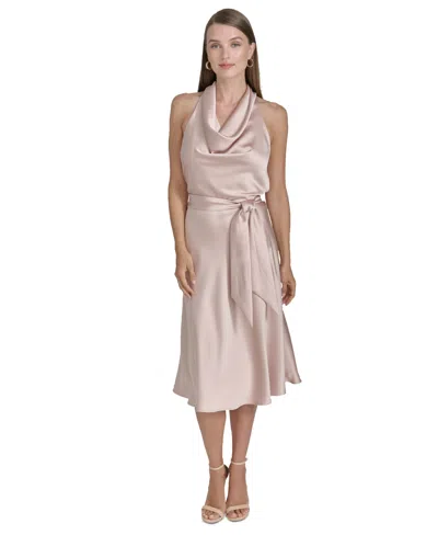 Halston Women's Satin Halter Dress In Rose Champagne