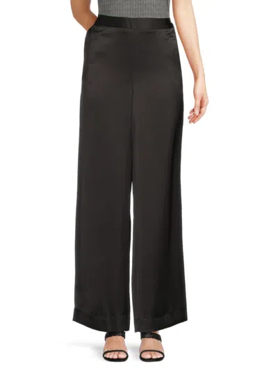 Halston Women's Satin Wide-leg Pull-on Pants