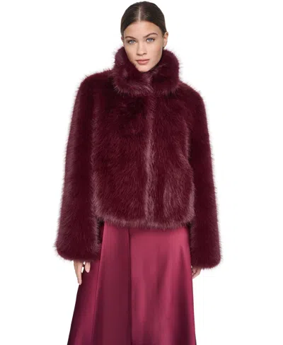 Halston Women's Short Notch Collar Fur Coat In Brown