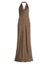 Halston Sid Satin Gown In Brown