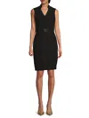 Halston Women's Sleeveless Buckled Stretch Sheath Dress In Black