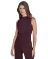 Halston Women's Sleeveless Mock Neck Pull On Top In Purple