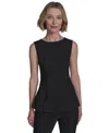 Halston Women's Sleeveless Round-neck Peplum Top In Black