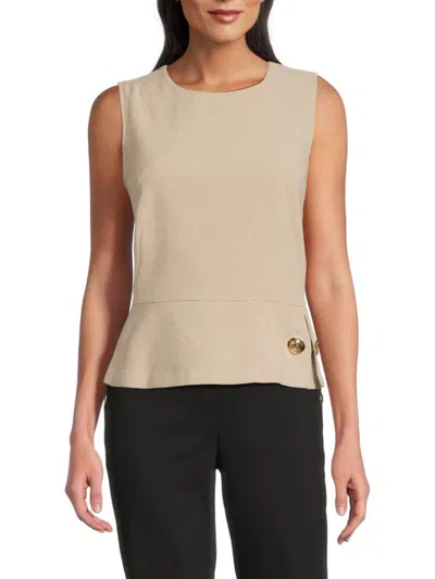 Halston Women's Sleeveless Side-button Top In Brown