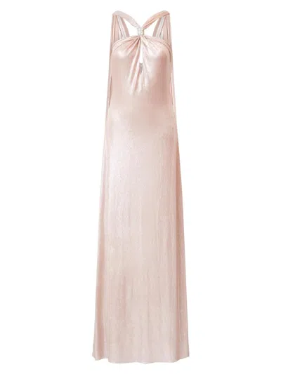 Halston Women's Sofie Metallic Jersey Halterneck Gown In Pink