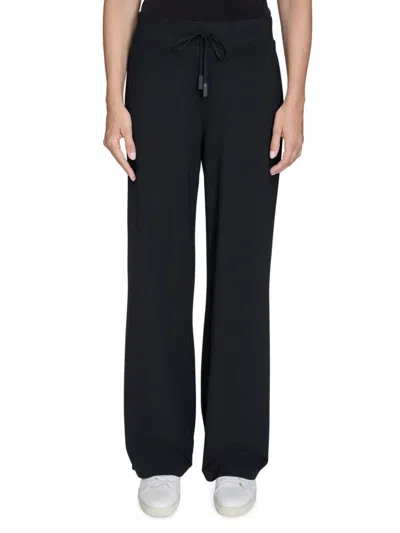 Halston Women's Solid Drawstring Classic Fit Pants In Black