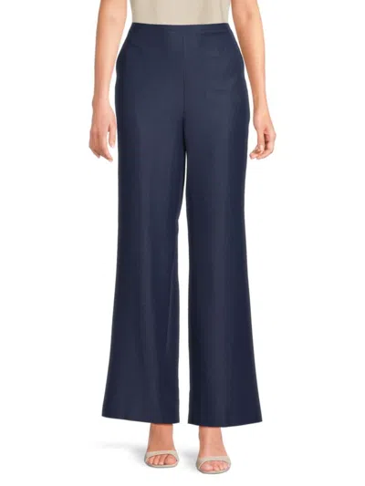 Halston Women's Solid Flared Pants In Blue