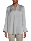 Halston Women's Split V-neck Tunic Top In Silver