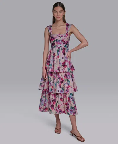 Halston Women's Square Neck Midi Dress In Multi