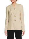 Halston Women's Stand Collar Linen-blend Blazer