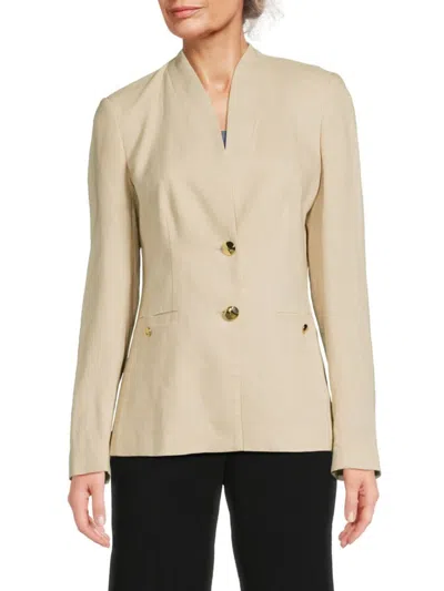 Halston Women's Stand Collar Linen-blend Blazer