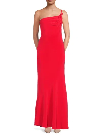 Halston Women's Sybil One-shoulder Crepe Gown In Orange
