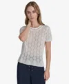 HALSTON WOMEN'S TEXTURED-KNIT SHORT-SLEEVE TOP