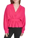 Halston Women's Tie Peplum Top In Pink