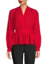 Halston Women's Tie Peplum Top In Red