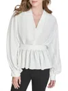 Halston Women's Tie Peplum Top In White