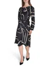 Halston Women's Tie-waist Abstract A-line Midi-dress In Black