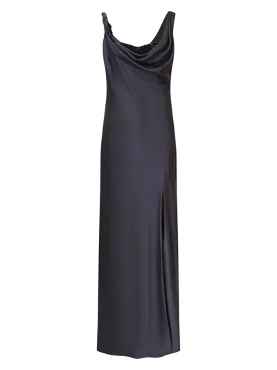 Halston Women's Trina Embellished Satin Cowlneck Gown In Gray