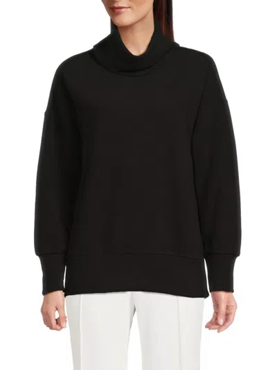 Halston Women's Turtleneck Drop Shoulder Sweater In Black