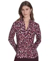 Halston Women's V-neck Long Sleeves Tunic Top In Multi
