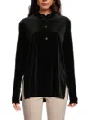 Halston Women's Velvet Mandarin Collar Top In Black