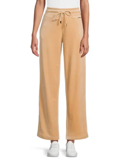 Halston Women's Velvet Wide-leg Pants In Brown