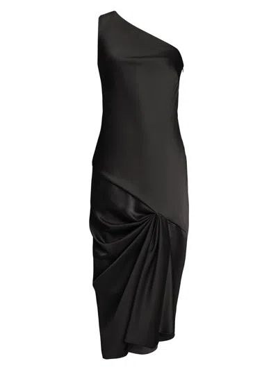 Halston Women's Viola Satin One-shoulder Gown In Black