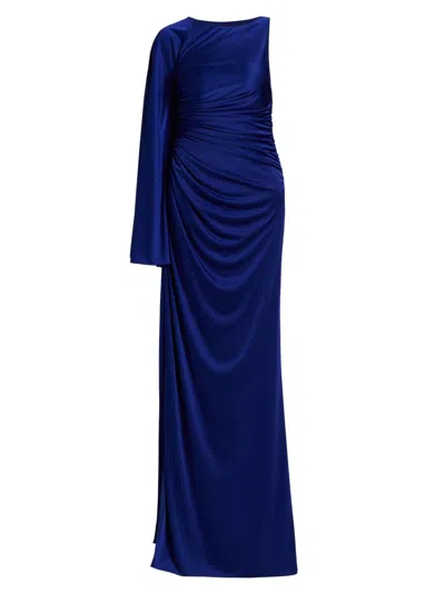 Halston Zellie Crystal Jersey Gown In Blue