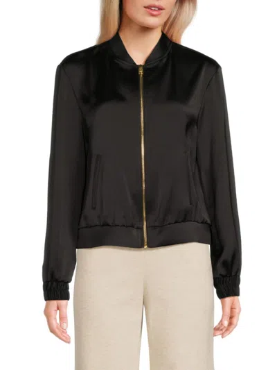Halston Women's Zip Baseball Jacket In Black