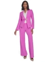 Halston Womens Two Button Blazer High Rise Wide Leg Pull On Pants In Orchid