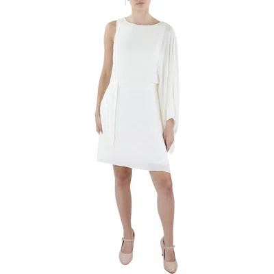 Halston Womens Flowy Sleeve Crewneck Midi Dress In White
