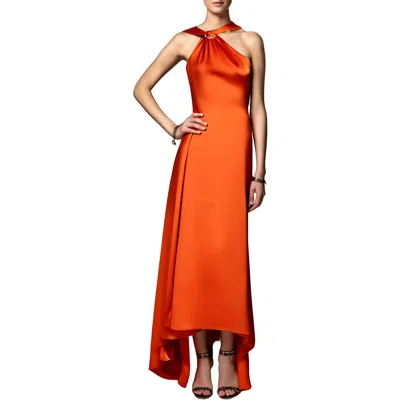 Halston Womens O-ring Polyester Evening Dress