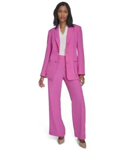 Halston Womens Two Button Blazer High Rise Wide Leg Pull On Pants In Orchid