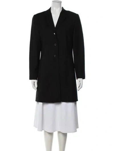 Pre-owned Halston Wool Coat In Black