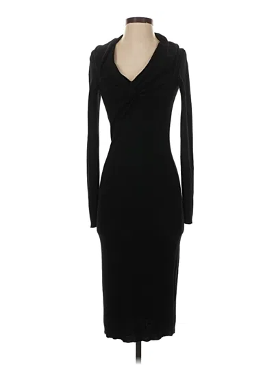 Pre-owned Halston Wool Dress In Black