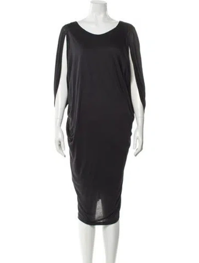 Pre-owned Halston Wool Knee-length Dress In Gray