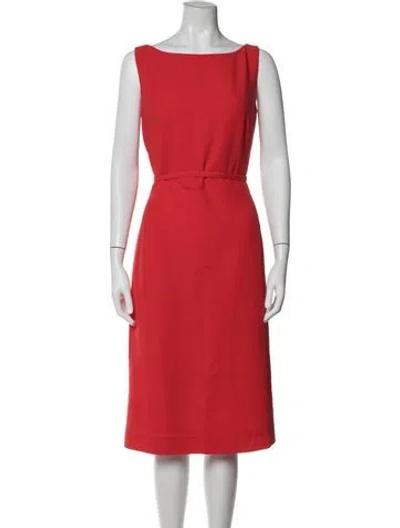 Pre-owned Halston Wool Knee-length Dress In Red
