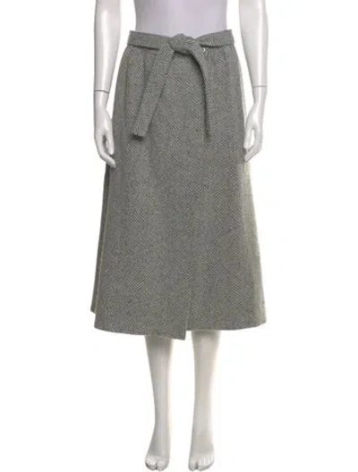 Pre-owned Halston Wool Midi Length Skirt In Gray