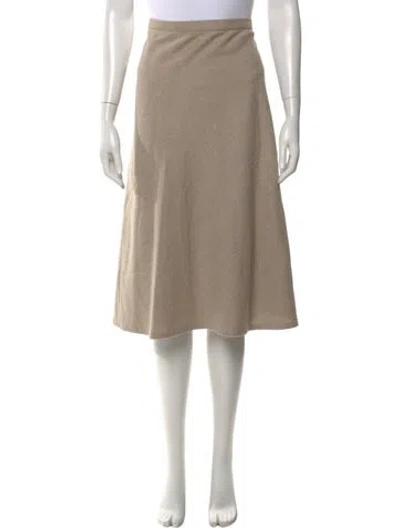 Pre-owned Halston Wool Midi Length Skirt In Neutral