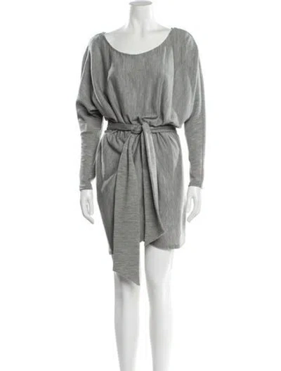 Pre-owned Halston Wool Mini Dress In Gray